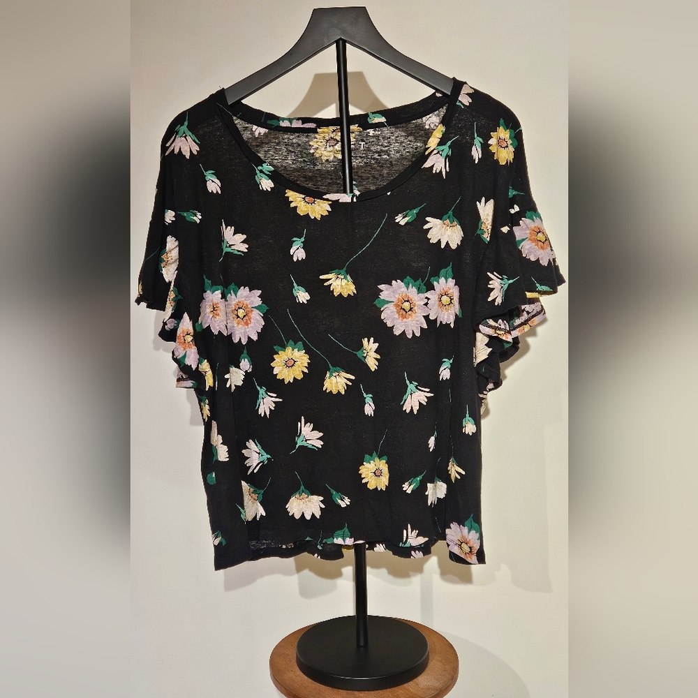 LOFT Black Floral Blouse